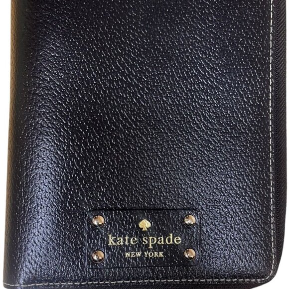 Kate Spade New York Black Leather Zip-Around Planner Organizer – 6-Ring Agenda - Picture 4 of 6